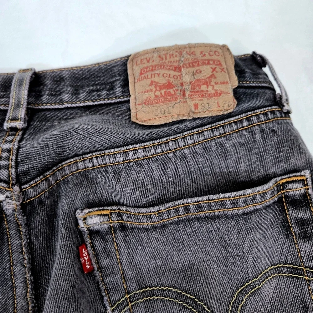VTG Levis 501 Black Thrashed Jeans Mens 31x32  Distressed‎ Grunge Made in Mexico